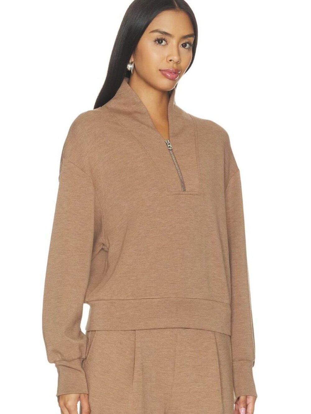Varley Davidson DoubleSoft Quarter Zip Sweatshirt Golden Bronze XS Athleisure